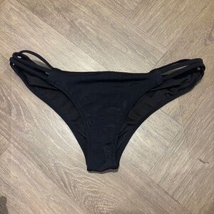 Victoria Secret Pink Black Strap Sides Cheeky Bikini Bottoms